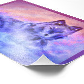 Wolf im schneebedeckten Sonnenuntergang Fotodruck (Ecke)