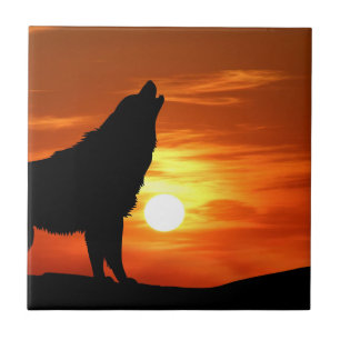 Wolf im Sonnenuntergang dekorative Tile Fliese