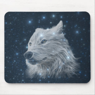 Wolf im sternenklaren nächtlichen Himmel Mousepad