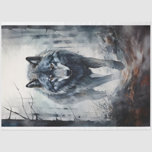 Wolf im Wald 1 Dekoupage Paper Seidenpapier (Vorderseite)