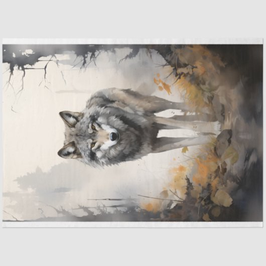 Wolf im Wald 3 Dekoupage Paper Seidenpapier (Vorderseite)