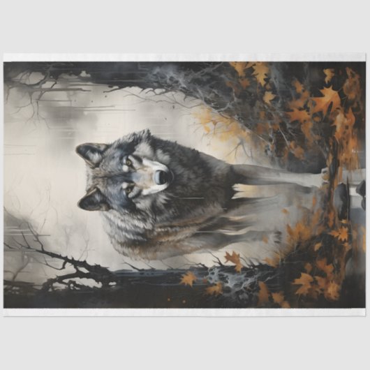 Wolf im Wald 4 Dekoupage Paper Seidenpapier (Vorderseite)