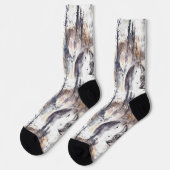 Wolf im Wald Aquarell Socken (Linkes Detail)