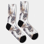 Wolf im Wald Aquarell Socken (Rechts)
