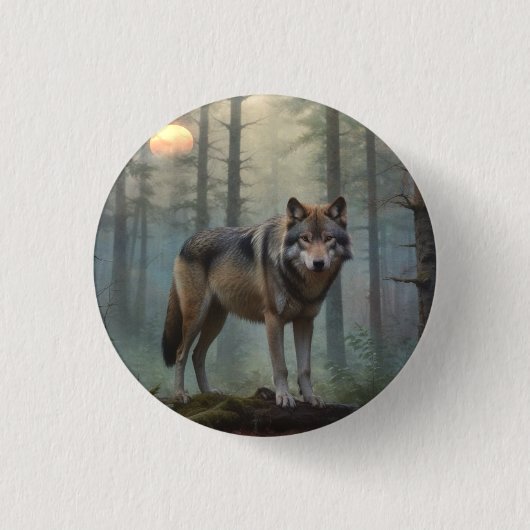 Wolf im Wald Button (Vorderseite)