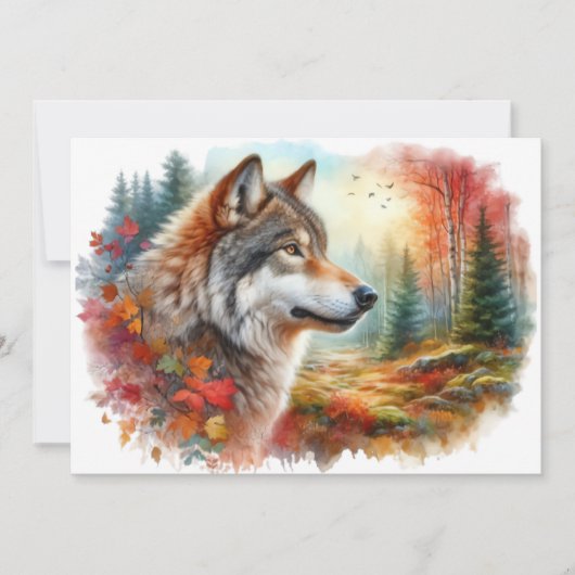 Wolf im Wald: Eine Atemberaubende Mischung aus Nat Dankeskarte (Vorderseite)