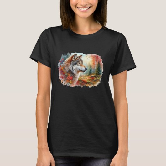 Wolf im Wald: Eine Atemberaubende Mischung aus Nat T-Shirt (Vorderseite)
