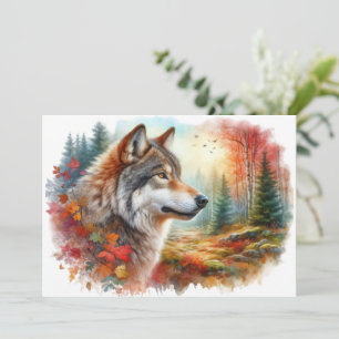 Wolf im Wald: Eine atemberaubende Verbindung mit d Dankeskarte