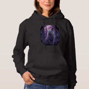 Wolf im Wald heulend auf dem Mond Fantasy Art Hoodie