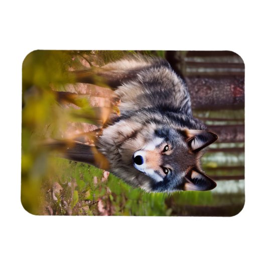 Wolf im Wald Magnet (Horizontal)