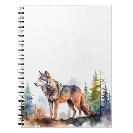 Wolf im Wald mit Aquarelle Notizblock (Vorderseite)