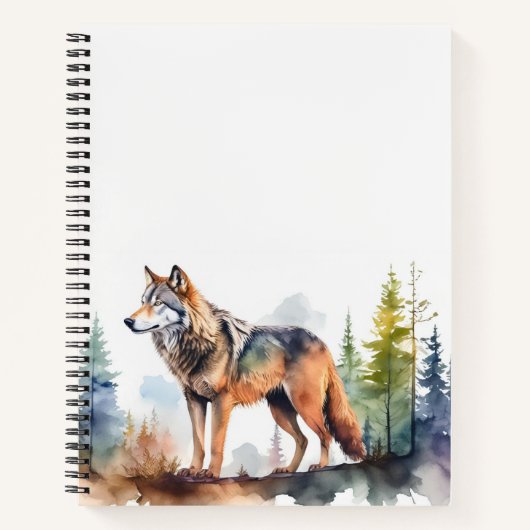 Wolf im Wald mit Aquarelle Notizblock (Vorderseite)