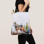 Wolf im Wald mit Aquarelle Tasche (Von Nahem)