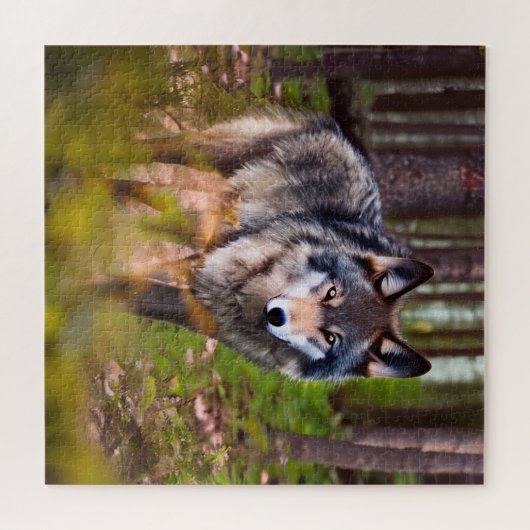 Wolf im Wald Puzzle (Horizontal)