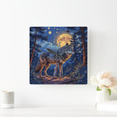 Wolf im Wald Quadratische Wanduhr (Zuhause)