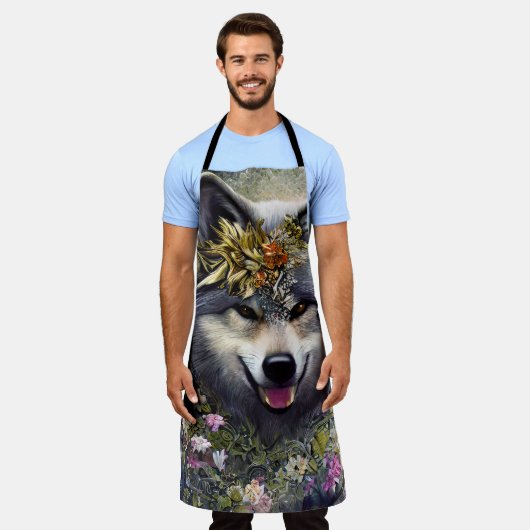 Wolf im Wald Schürze (Getragen)