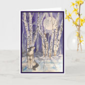 Wolf im Winter Blank Grußkarte Karte (Gelbe Blume)