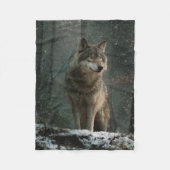 Wolf im Winter Fleecedecke (Vorderseite)