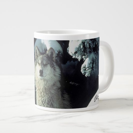 Wolf im Winter Jumbo-Tasse (Vorderseite Rechts)