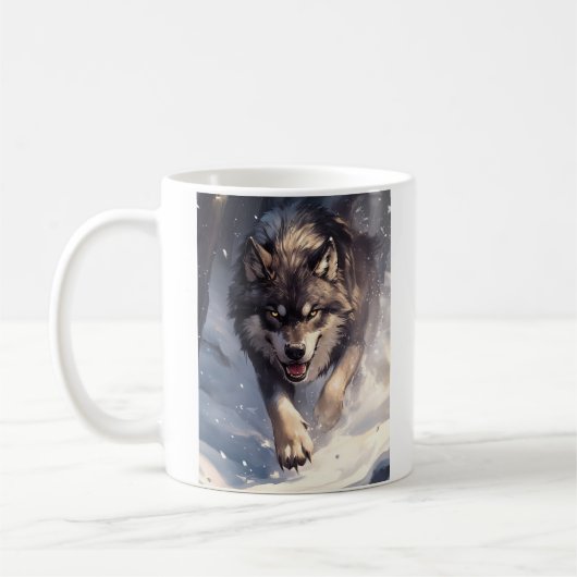 Wolf im Winter Kaffeetasse (Links)