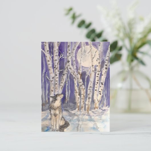 Wolf im Winter Postcard Postkarte (Stehend Vorderseite)