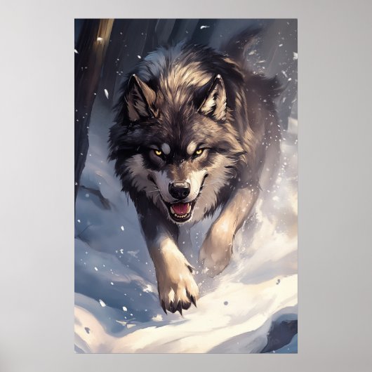 Wolf im Winter Poster (Vorne)
