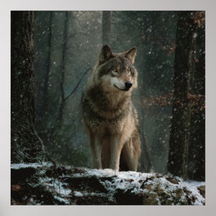 Wolf im Winter Poster