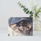 Wolf im Winter Postkarte (Stehend Vorderseite)
