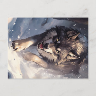 Wolf im Winter Postkarte