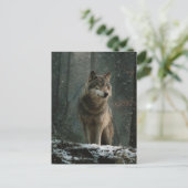 Wolf im Winter Postkarte (Stehend Vorderseite)