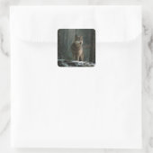 Wolf im Winter Quadratischer Aufkleber (Tasche)
