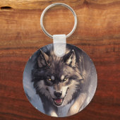 Wolf im Winter Schlüsselanhänger (Vorderseite)
