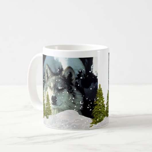 Wolf im Winter Snow Wildlife Lover Coffee Kaffeetasse (Vorderseite Links)