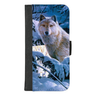 Wolf im Winter Waldmalerei iPhone 8/7 Plus Geldbeutel-Hülle