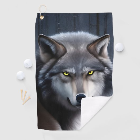 Wolf im Winterwald Golfhandtuch (Insitu)