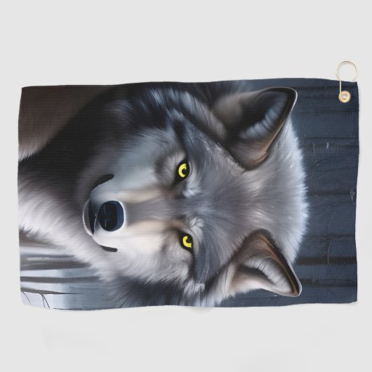 Wolf im Winterwald Golfhandtuch (Horizontal)