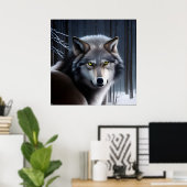 Wolf im Winterwald Poster (Heimbüro)