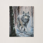 Wolf im Winterwald Puzzle (Vertikal)