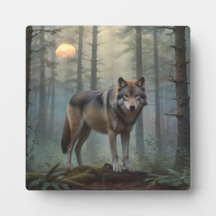 Wolf im Zauberwald Fotoplatte