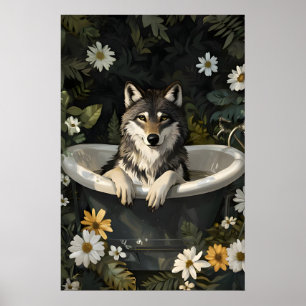 Wolf In Badewanne Poster, Lustiges Tier Poster, Wo Poster