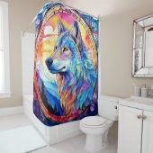 Wolf in Bleiglas  Duschvorhang (Beispiel)