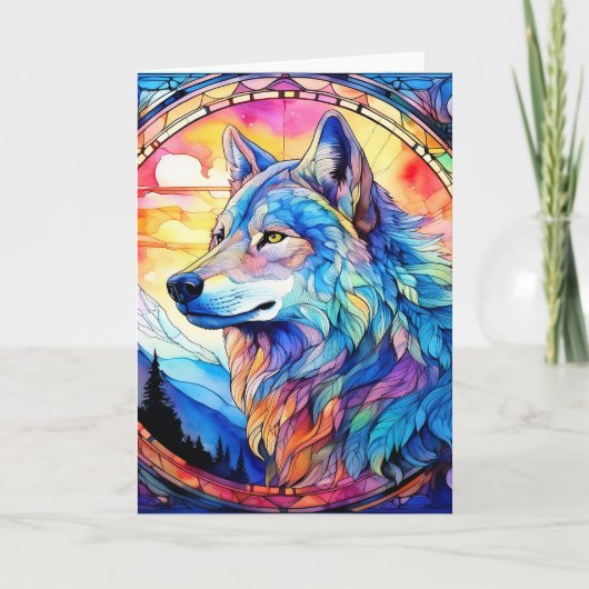 Wolf in Bleiglas Karte (Vorderseite)