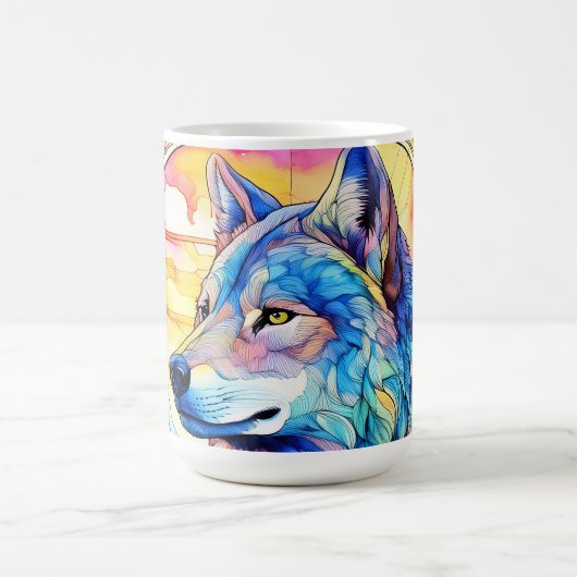 Wolf in Bleiglas Verwandlungstasse (Zentrum)