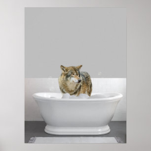 Wolf in der Badewanne Bubble Bad Poster