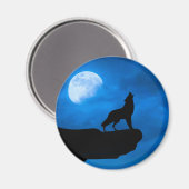 Wolf in der Nacht Magnet (Vorderseite/Rückseite)