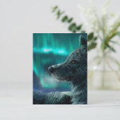 Wolf in der Nacht Postkarte (Stehend Vorderseite)