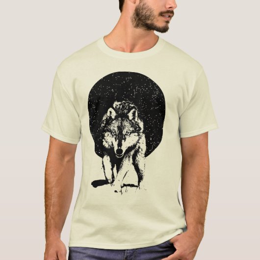 Wolf in der Nacht T-Shirt (Vorderseite)