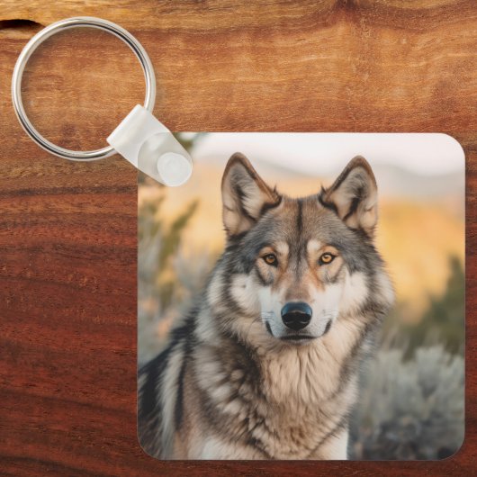 Wolf in der Natur Schlüsselanhänger (Vorderseite)