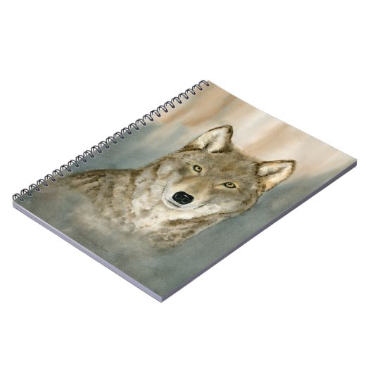 Wolf in der Nebelfarbe Spiral Foto Notebook Notizblock (Linke Seite)