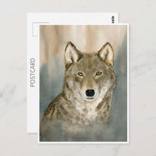 Wolf in der Nebelwalderfarbe Postkarte (Vorne/Hinten)